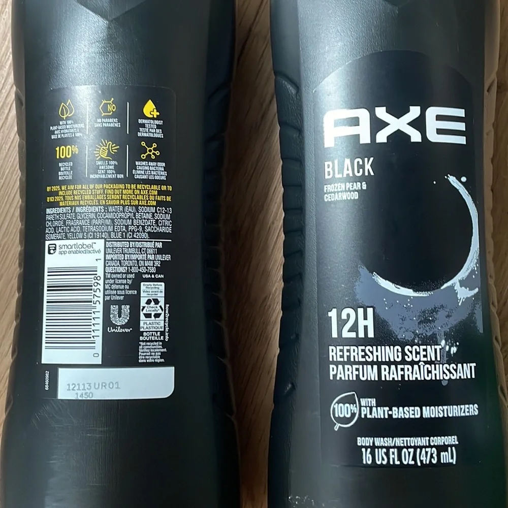 AXE Axe Black Body Wash Refreshing Scent Frozen Pear Cedar 2 pack bottle NEW NWT